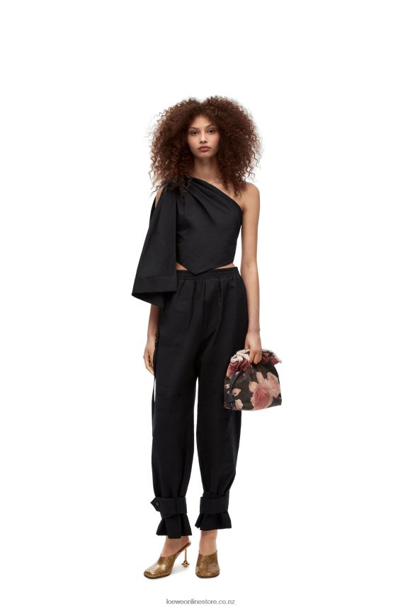 Loewe Women Asymmetric top in cotton Black LH60R873