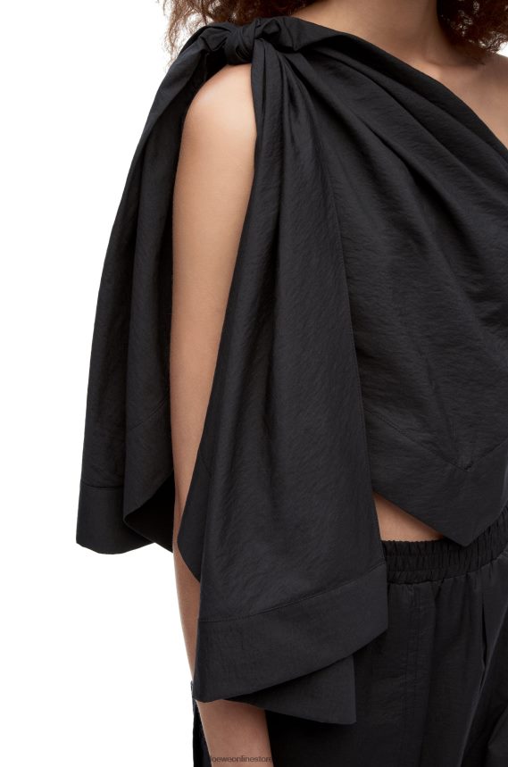 Loewe Women Asymmetric top in cotton Black LH60R873