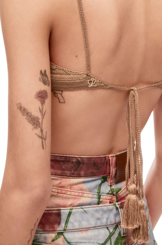 Loewe Women Crochet bra top in cotton Beige LH60R868