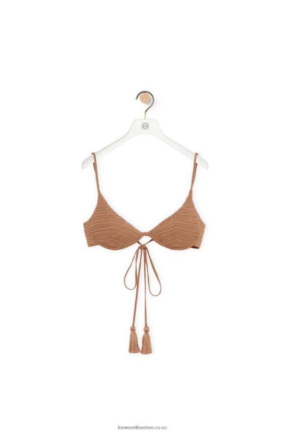 Loewe Women Crochet bra top in cotton Beige LH60R868