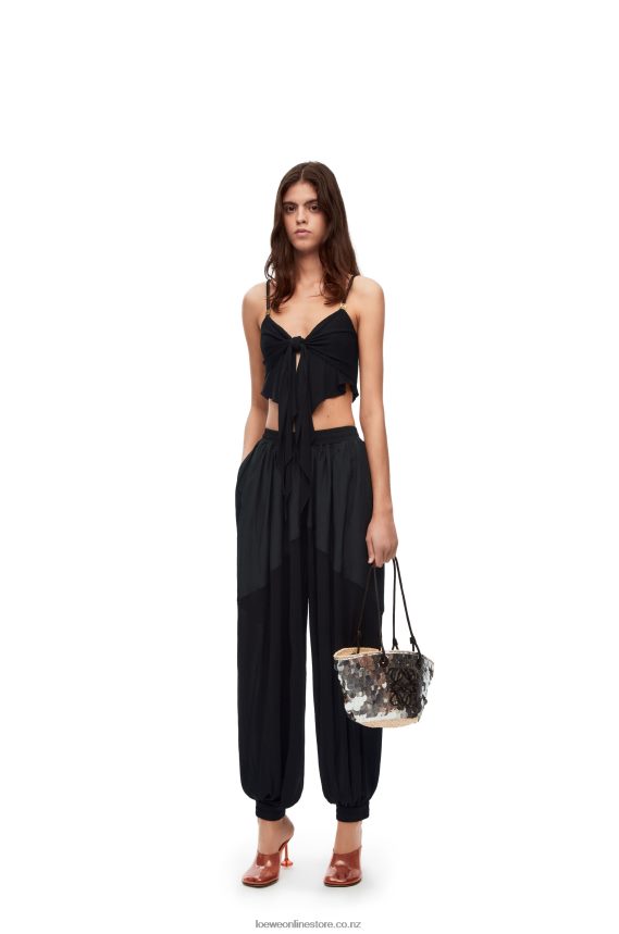 Loewe Women Double layer top in viscose Black LH60R872