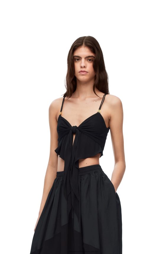 Loewe Women Double layer top in viscose Black LH60R872