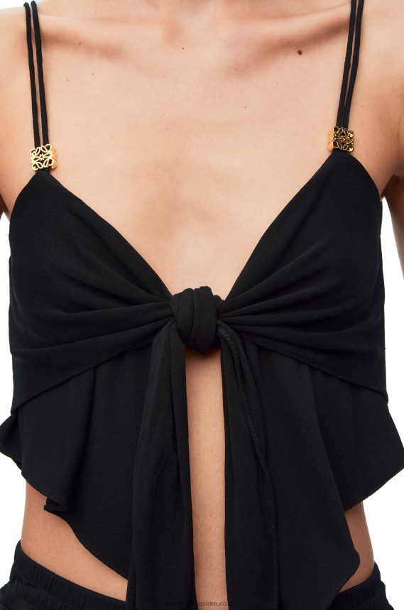 Loewe Women Double layer top in viscose Black LH60R872