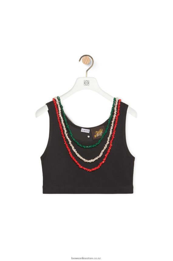 Loewe Women Embellished tank top in cotton Black LH60R784