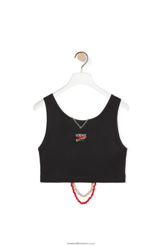 Loewe Women Embellished tank top in cotton Black LH60R784