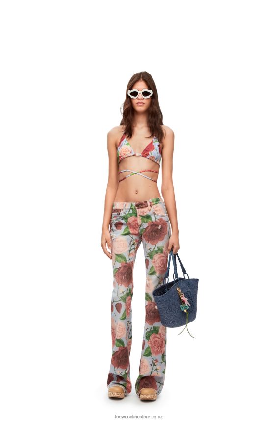 Loewe Women Roses bikini top in technical jersey Pink/Red LH60R947