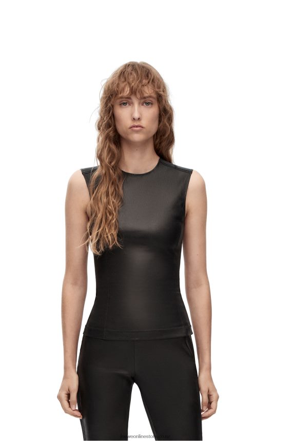 Loewe Women Stretch tank top in nappa Black LH60R919