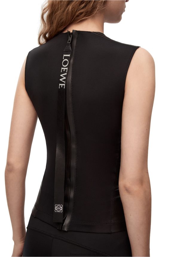 Loewe Women Stretch tank top in nappa Black LH60R919