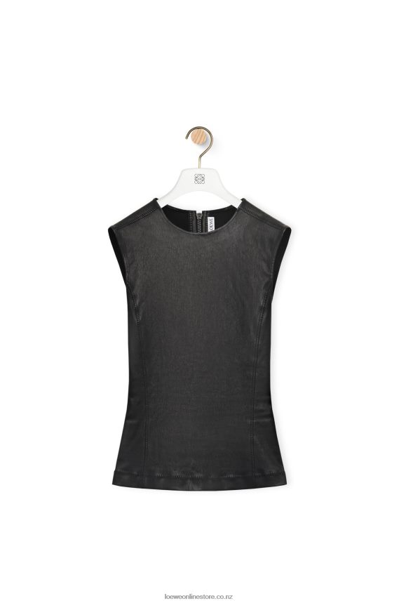 Loewe Women Stretch tank top in nappa Black LH60R919