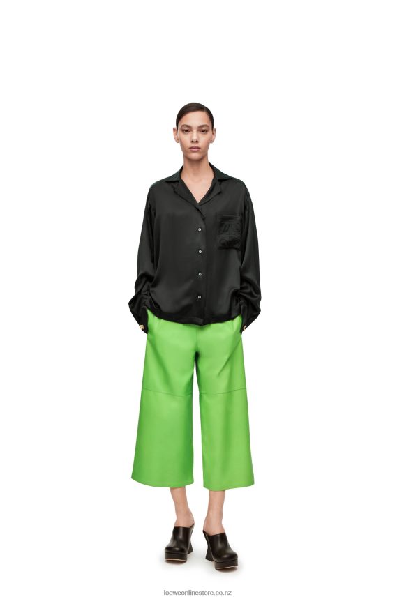 Loewe Women Cropped trousers in nappa Fluo Green LH60R1111