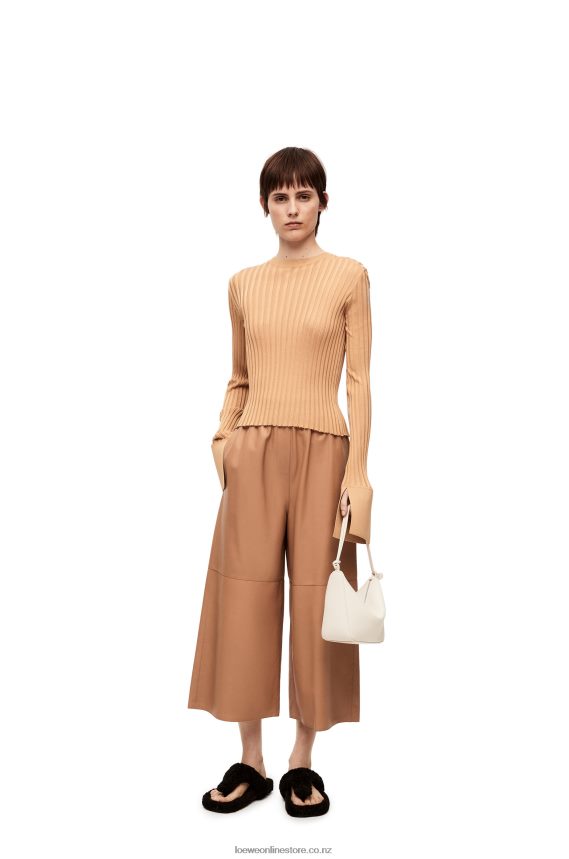 Loewe Women Cropped trousers in nappa lambskin Toffee LH60R1144