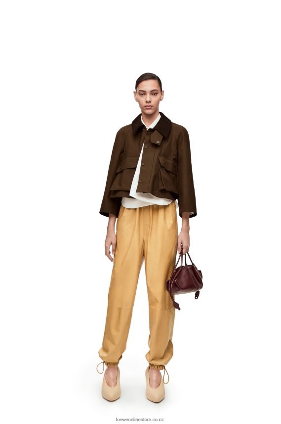 Loewe Women Elasticated trousers in papery nappa Sand/Butter LH60R1115