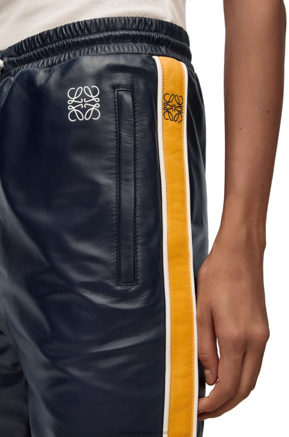 Loewe Women Tracksuit trousers in nappa Navy/Yellow LH60R1118