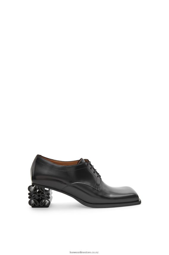 Loewe Women Anagram heel brogue in calfskin Black LH60R768