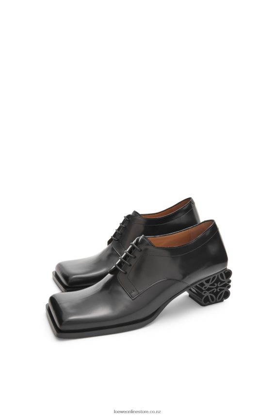 Loewe Women Anagram heel brogue in calfskin Black LH60R768