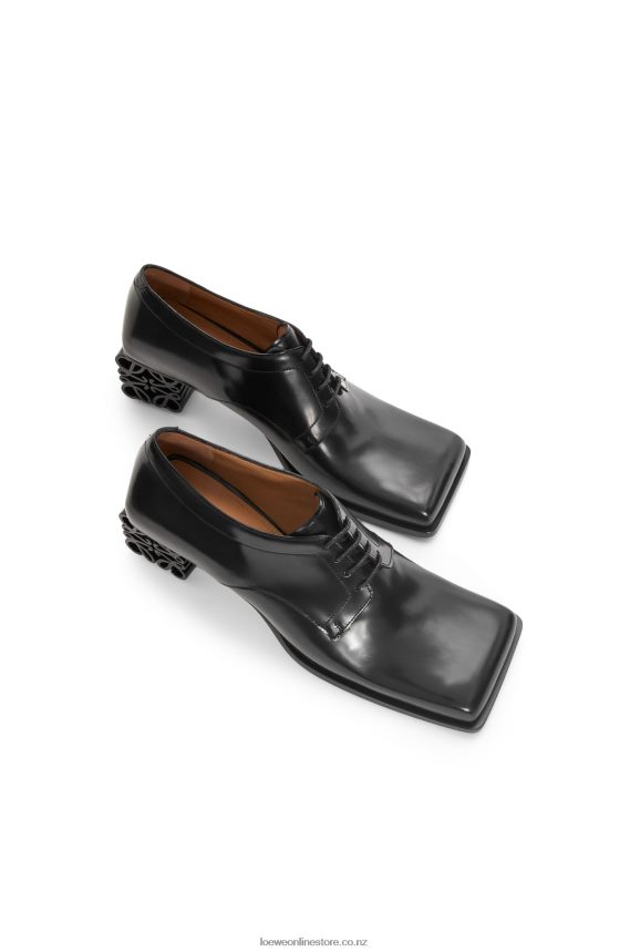 Loewe Women Anagram heel brogue in calfskin Black LH60R768