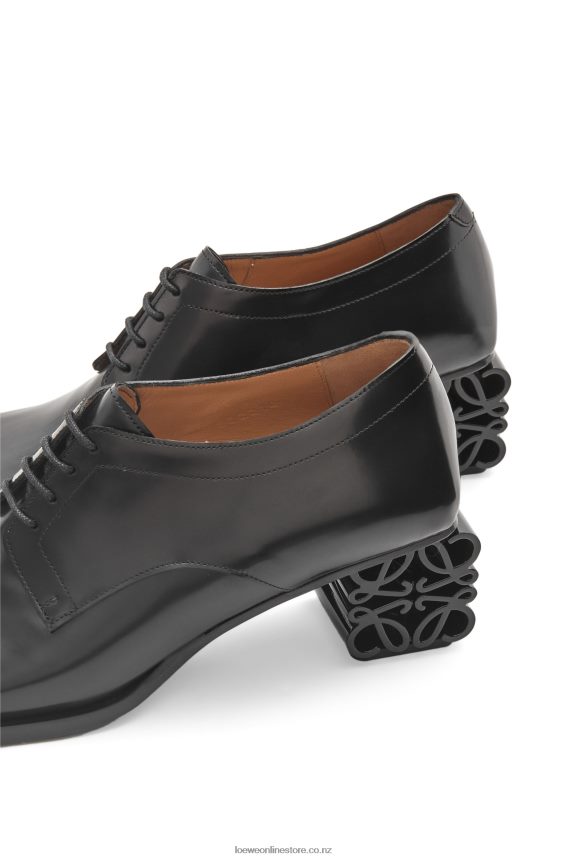 Loewe Women Anagram heel brogue in calfskin Black LH60R768