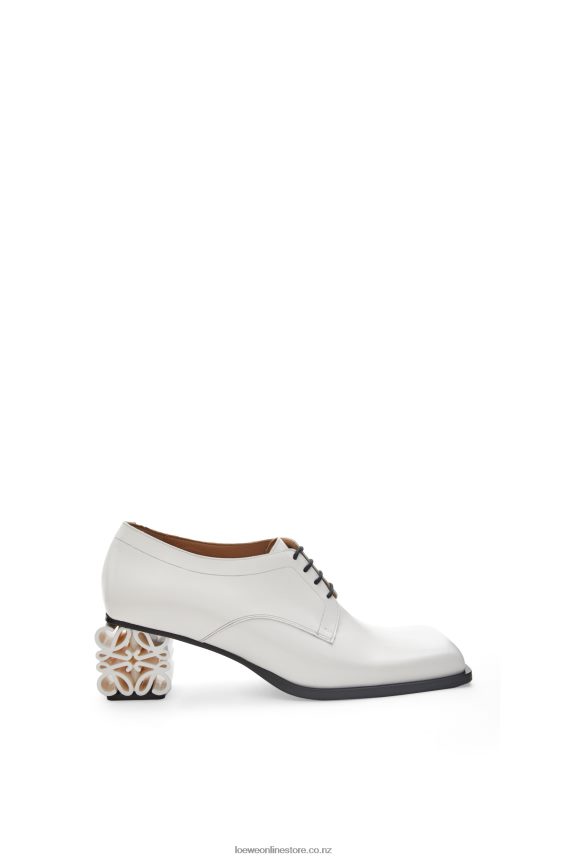 Loewe Women Anagram heel brogue in calfskin White LH60R769