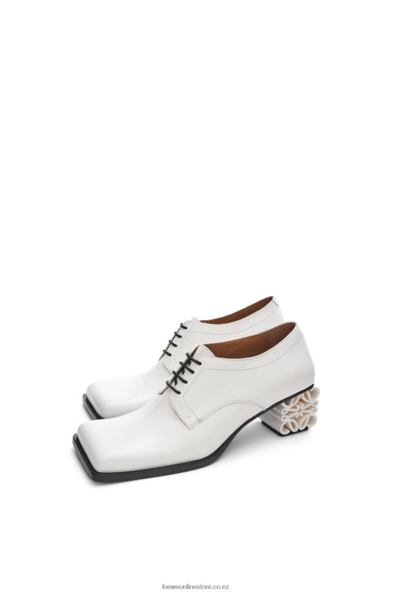 Loewe Women Anagram heel brogue in calfskin White LH60R769