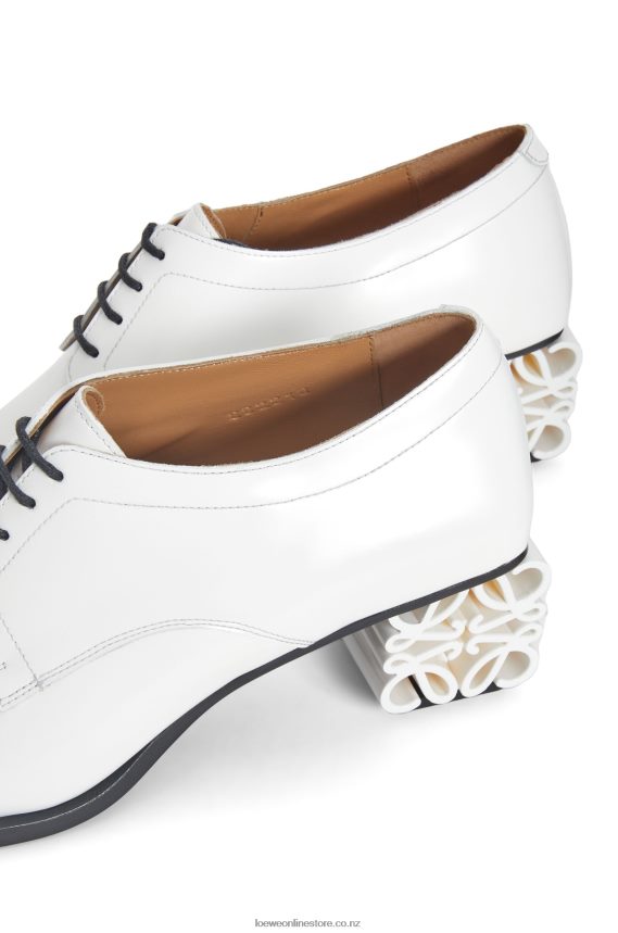 Loewe Women Anagram heel brogue in calfskin White LH60R769