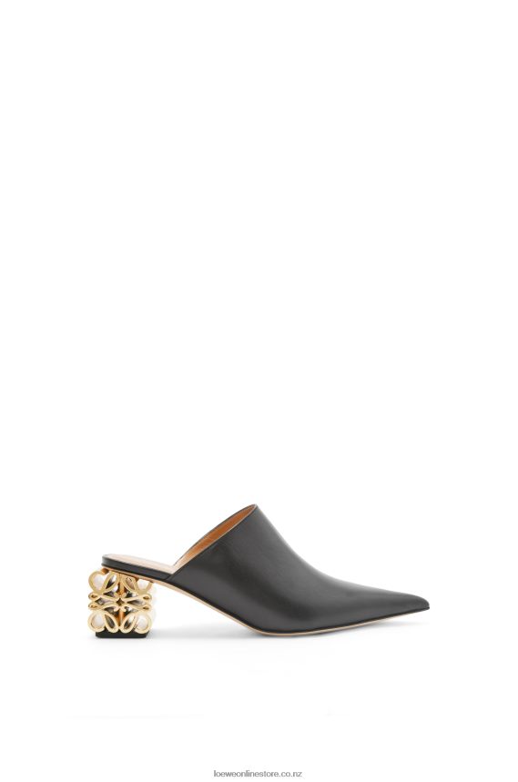 Loewe Women Anagram heel mule in calfskin Black LH60R764