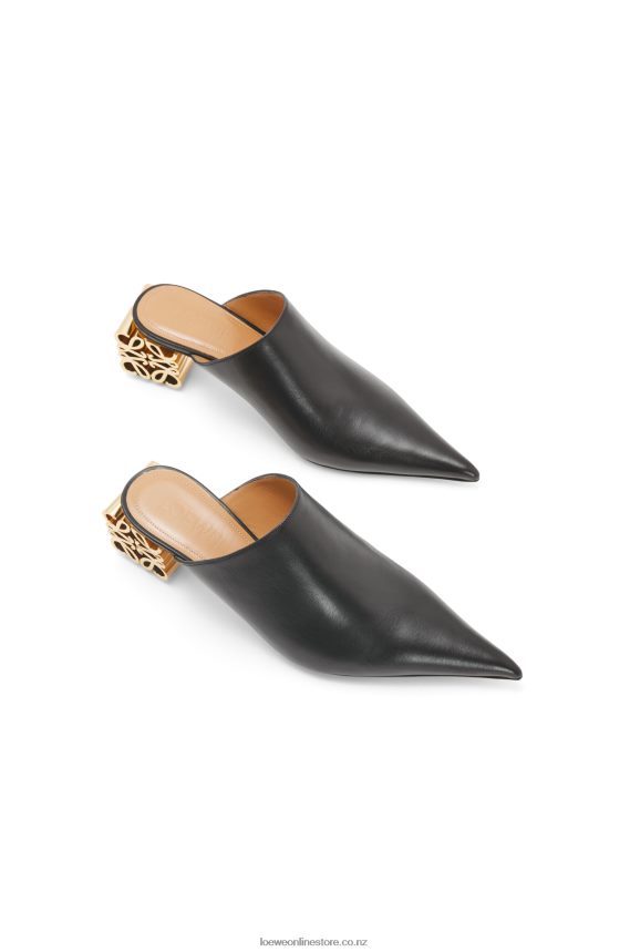 Loewe Women Anagram heel mule in calfskin Black LH60R764