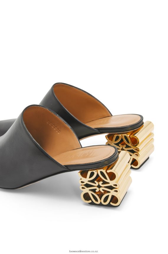 Loewe Women Anagram heel mule in calfskin Black LH60R764