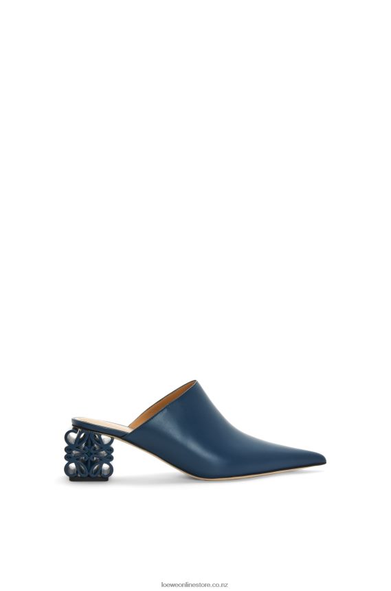Loewe Women Anagram heel mule in calfskin Blue LH60R763