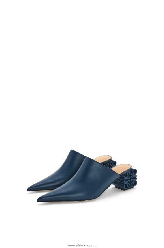 Loewe Women Anagram heel mule in calfskin Blue LH60R763