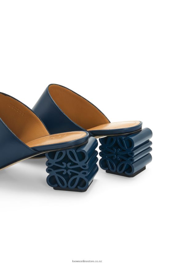 Loewe Women Anagram heel mule in calfskin Blue LH60R763