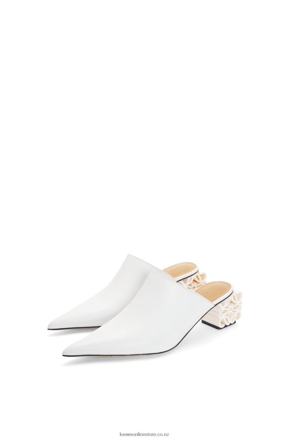 Loewe Women Anagram heel mule in calfskin White LH60R765