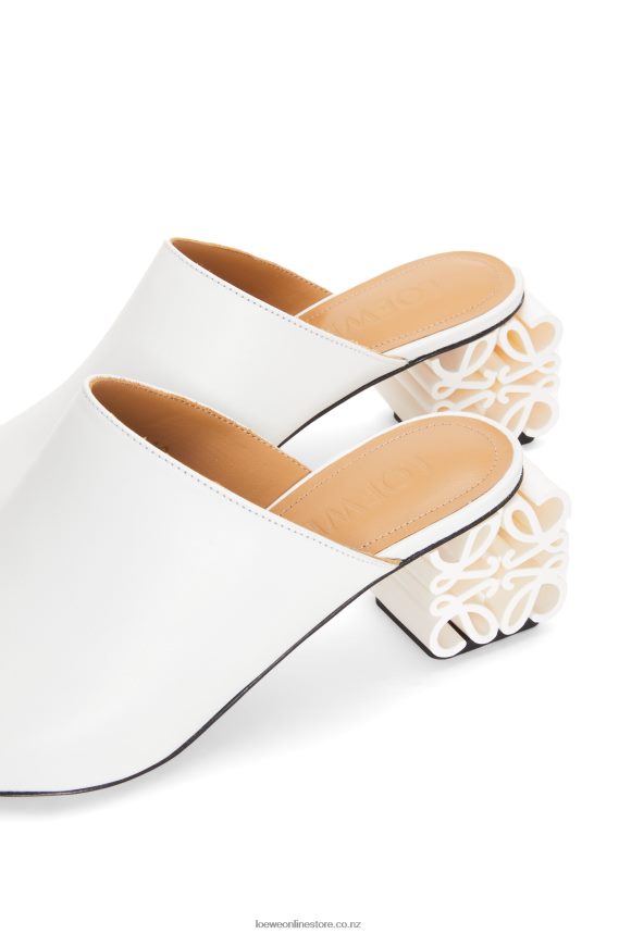 Loewe Women Anagram heel mule in calfskin White LH60R765