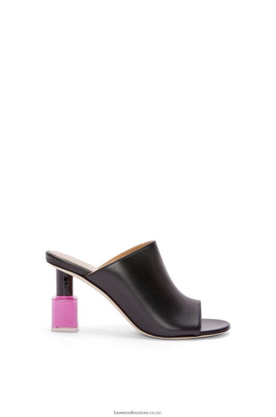 Loewe Women Nail polish mule in calfskin Black/Pink LH60R757