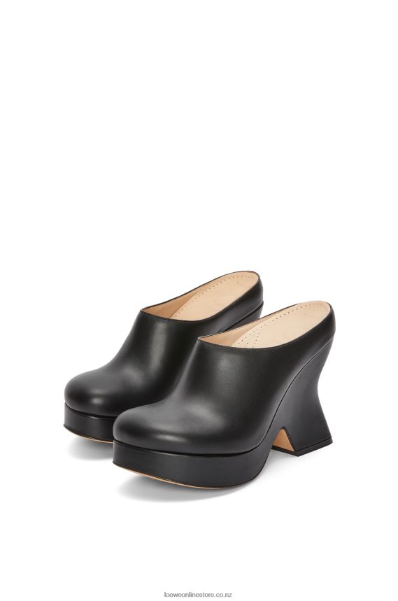 Loewe Women Terra wedge clog in calfskin Black LH60R743