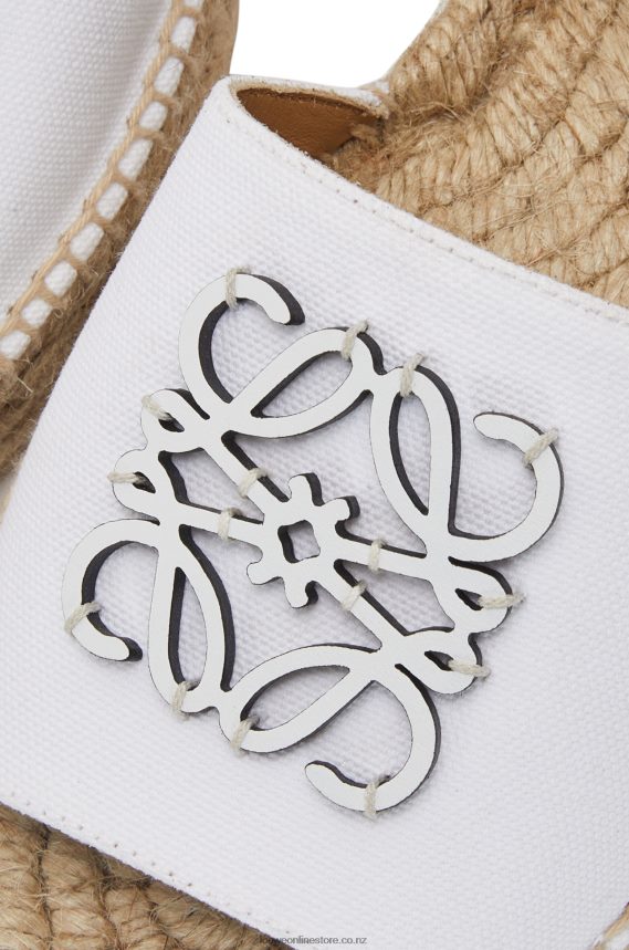 Loewe Women Anagram espadrille in canvas and calfskin White LH60R695