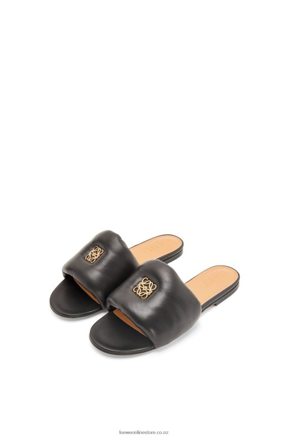 Loewe Women Anagram padded slide in lambskin Black LH60R685