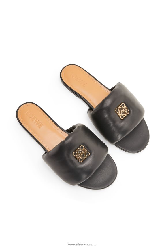 Loewe Women Anagram padded slide in lambskin Black LH60R685