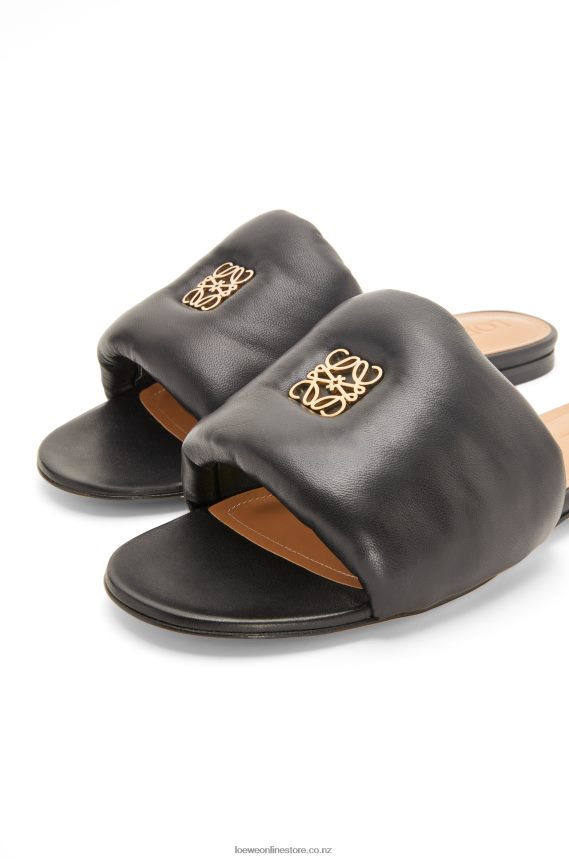 Loewe Women Anagram padded slide in lambskin Black LH60R685