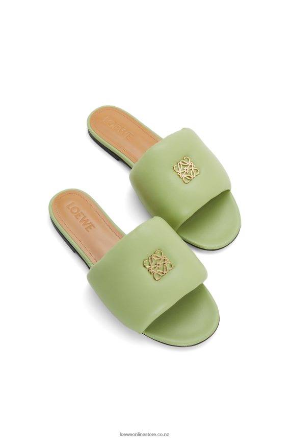 Loewe Women Anagram padded slide in lambskin Pale Green LH60R686