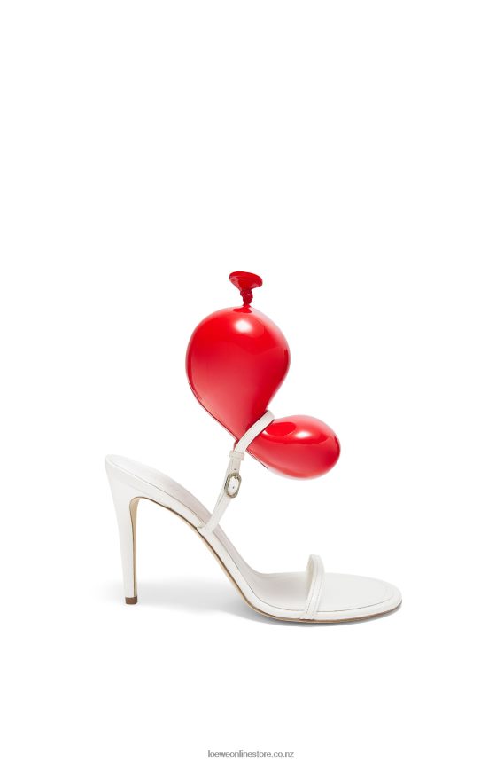 Loewe Women Balloon sandal in lambskin White/Red LH60R708