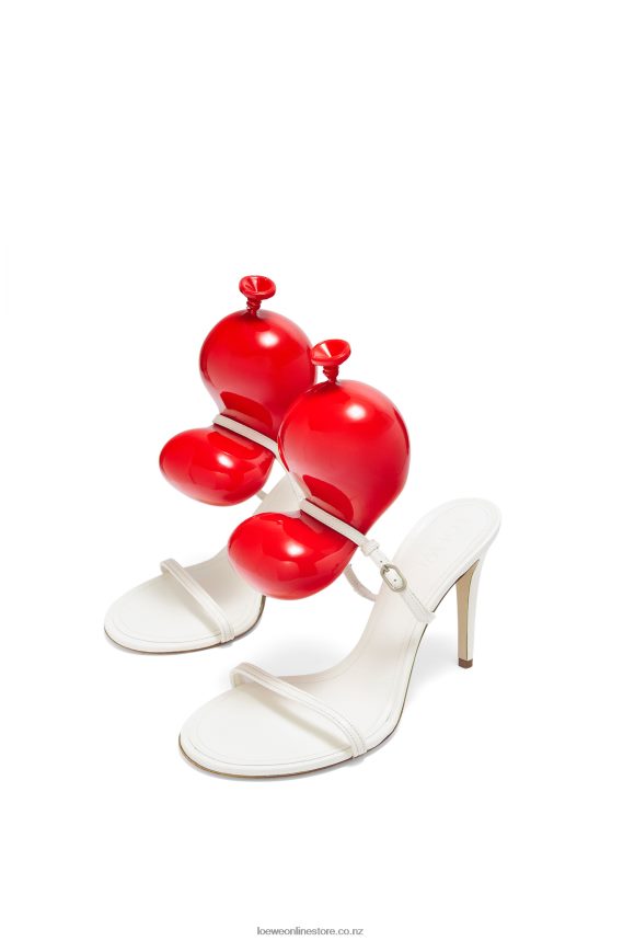 Loewe Women Balloon sandal in lambskin White/Red LH60R708