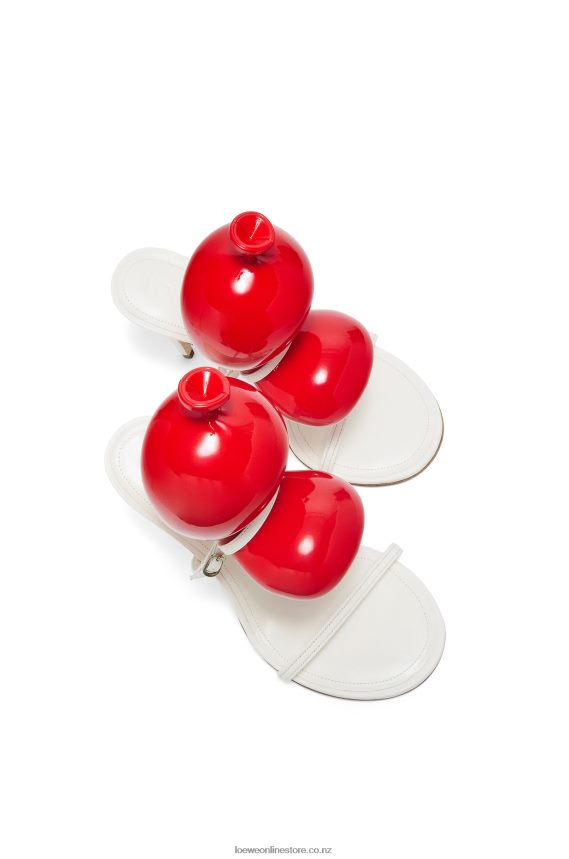 Loewe Women Balloon sandal in lambskin White/Red LH60R708