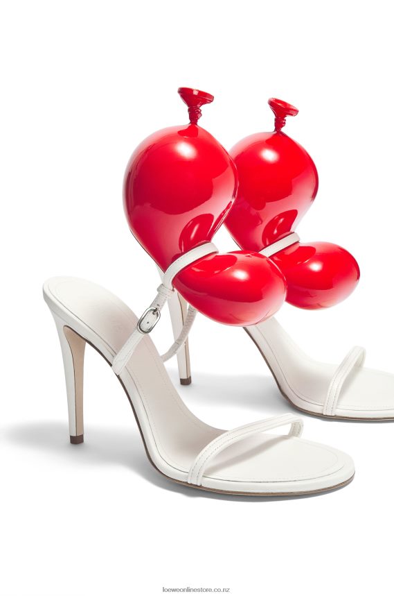 Loewe Women Balloon sandal in lambskin White/Red LH60R708