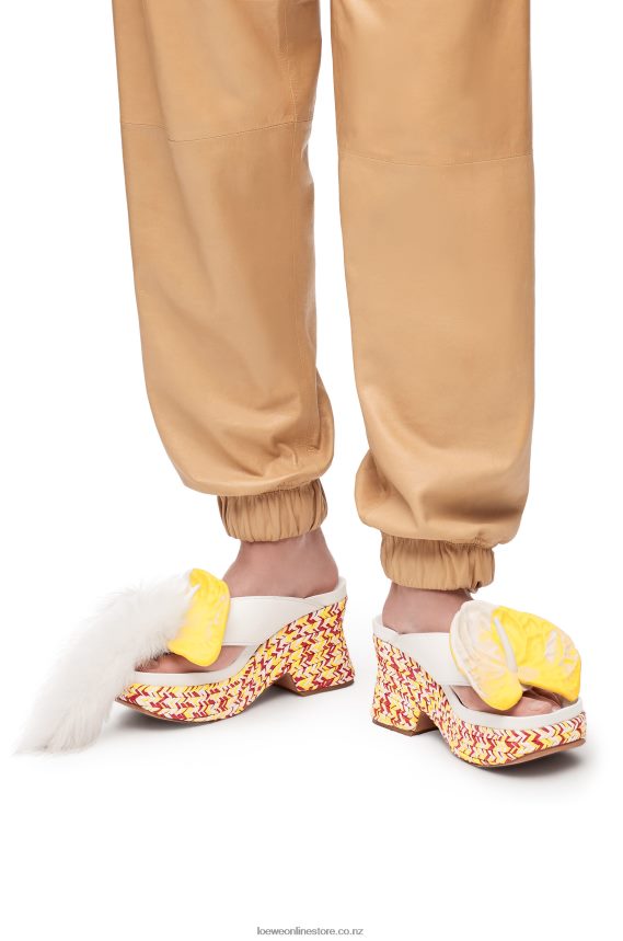 Loewe Women Petal flatform sandal in lambskin White/Multicolor LH60R687