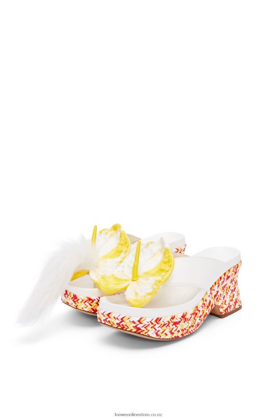 Loewe Women Petal flatform sandal in lambskin White/Multicolor LH60R687