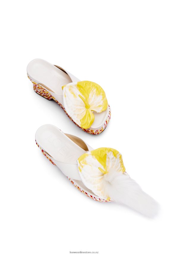 Loewe Women Petal flatform sandal in lambskin White/Multicolor LH60R687