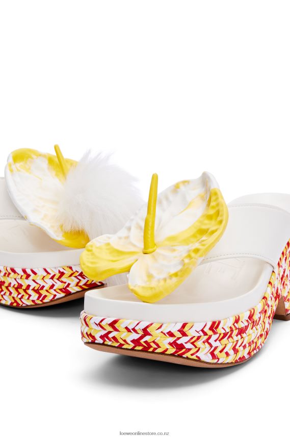 Loewe Women Petal flatform sandal in lambskin White/Multicolor LH60R687