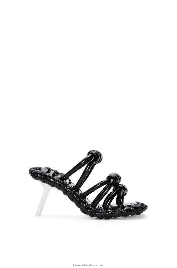 Loewe Women Petal knot sandal in lambskin Black/White LH60R704