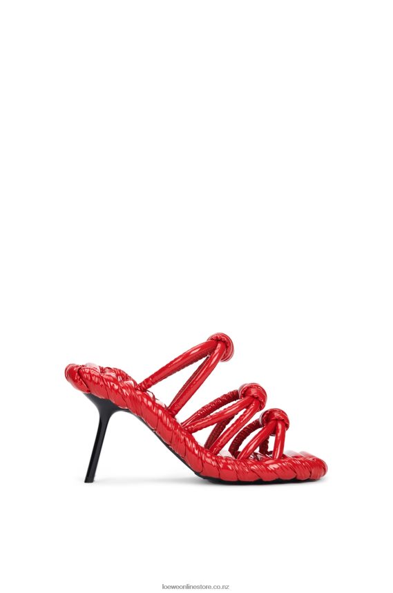 Loewe Women Petal knot sandal in lambskin Red/Black LH60R706