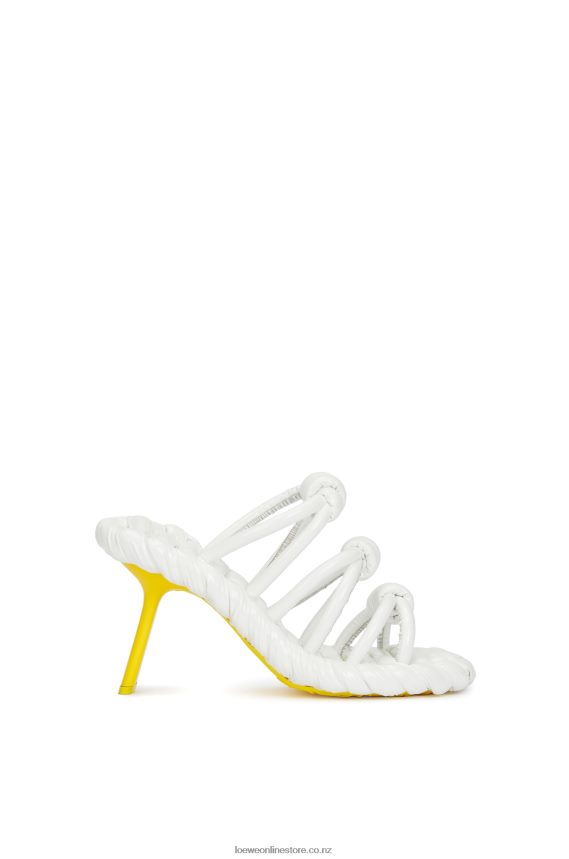 Loewe Women Petal knot sandal in lambskin White/Yellow LH60R705